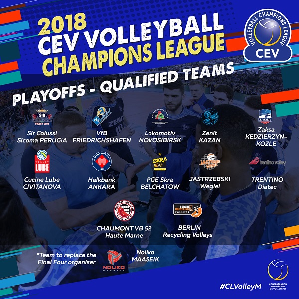 Aż trzy polskie zespoły awansowały do fazy Play Off tegorocznej Ligi Mistrzów (grafika CEV.lu)