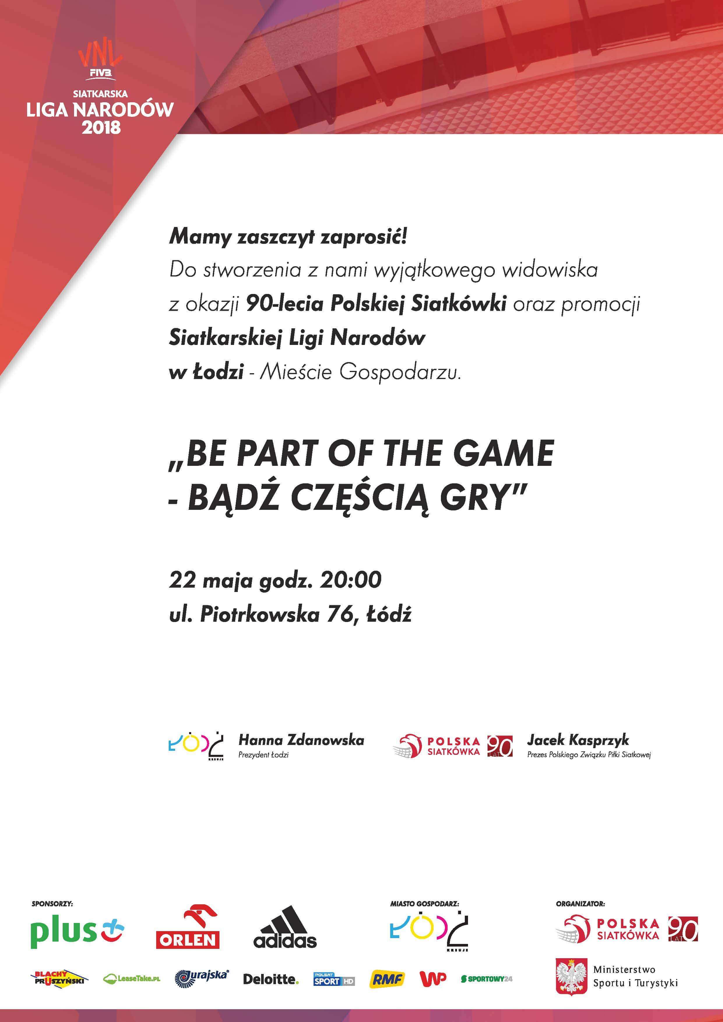 „Be part of the game - bądź częścią gry” – w Łodzi Przyjdź i wygraj zaproszenie na Siatkarską Ligę Narodów!